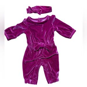Carter's | Pink Velvet Baby Girl Romper | Newborn